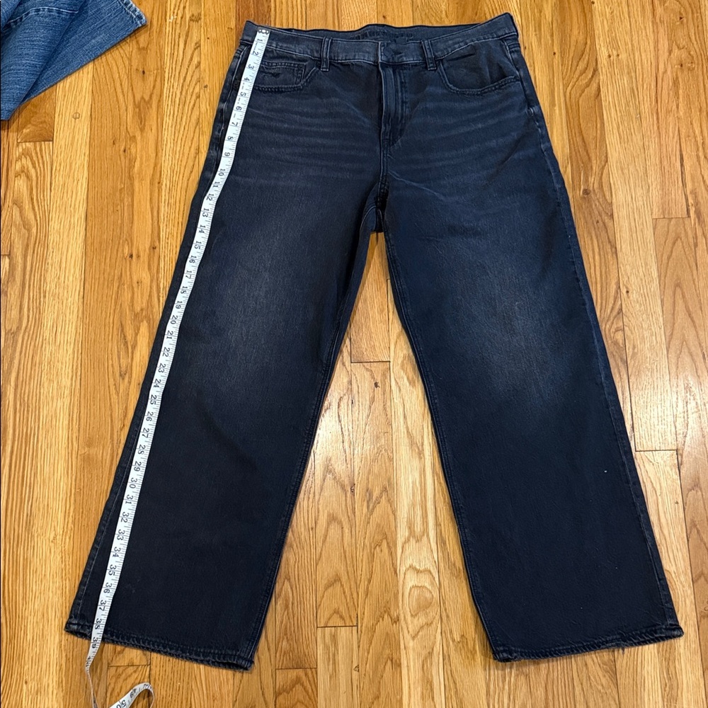 American Eagle Straight Leg Jeans Dark Wash High Rise Mom Jeans Size 12